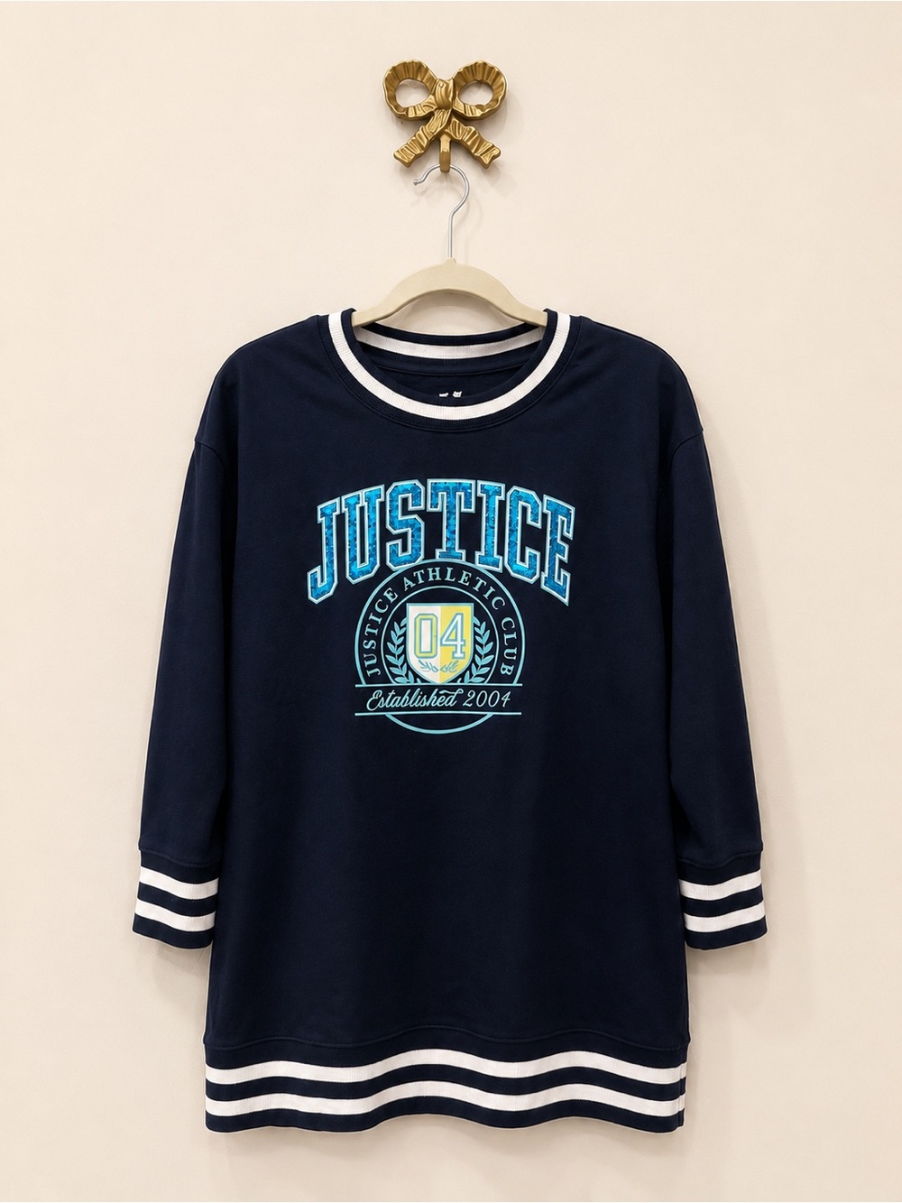 Justice Girls Size L 12/14 Navy Athletic Club
Sweatshirt Dress Tunic